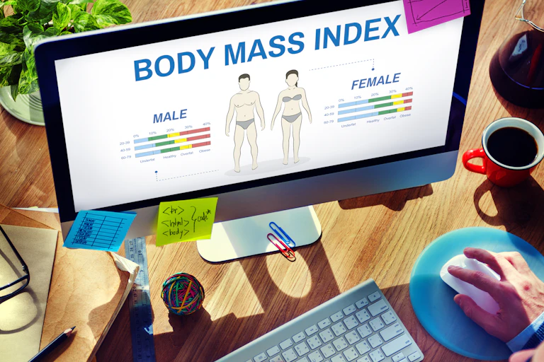 A picture of the body mass index on a computer screen.