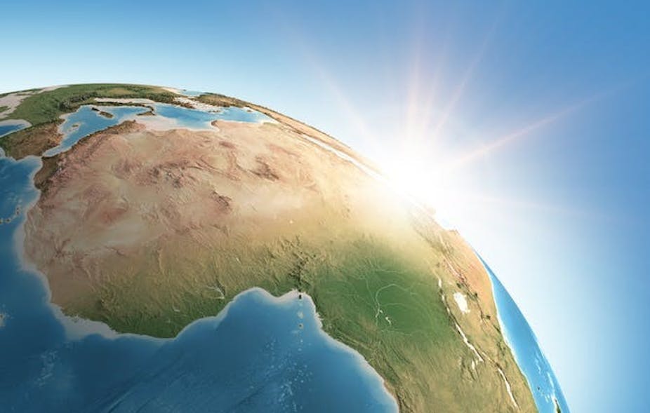 Vue de la Terre depuis le ciel, en regardant la partie occidentale du continent africain