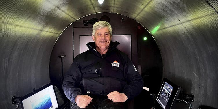 OceanGate Expeditions chief executive Stockton Rush photographed on board the Titan in May 2023.