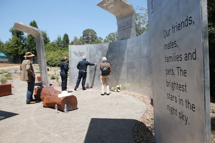 A memorial to the Black Saturday bushfires at Marysville, Victoria.
