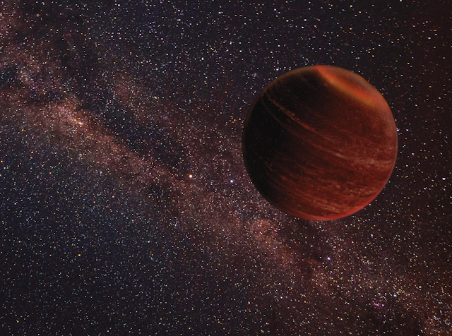 Cool brown dwarf on the background of the Milky Way