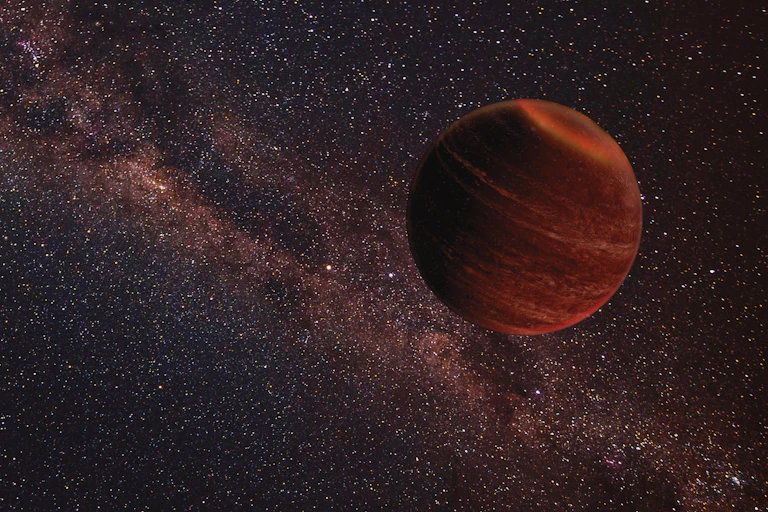 Cool brown dwarf on the background of the Milky Way