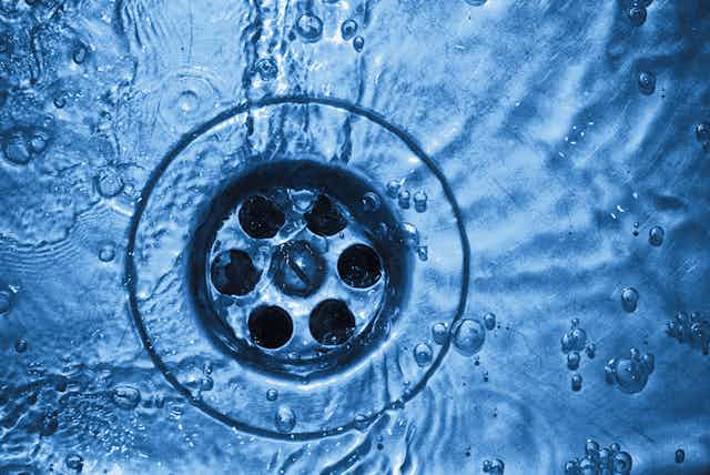 Water drains down plug hole.