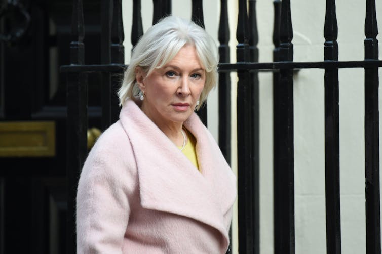 Nadine Dorries walking down Downing Street.