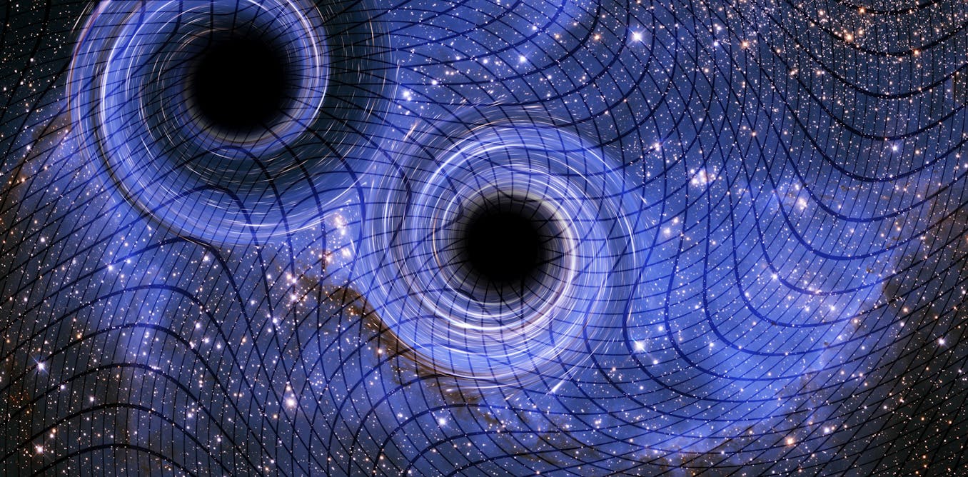 Una delicada sinfonía de ondas en el espacio-tiempo: los astrónomos usan estrellas muertas para medir las ondas gravitacionales producidas por los antiguos agujeros negros.