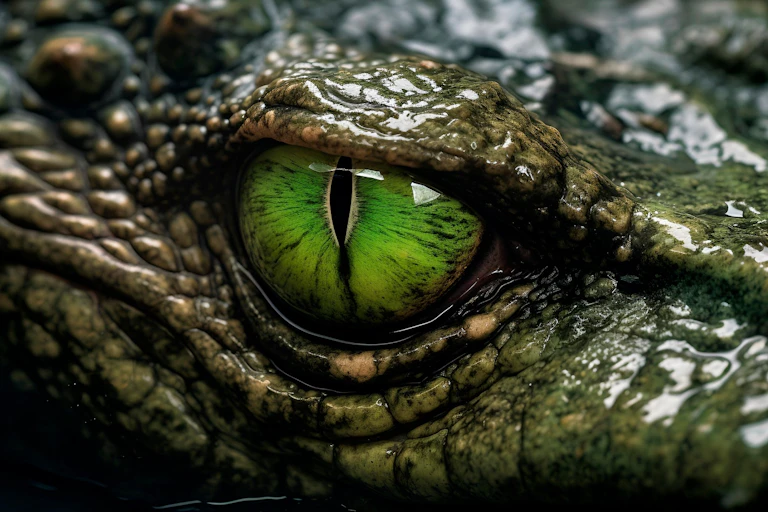 Gros plan d'un œil de crocodile