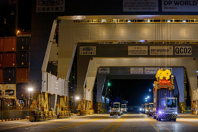 Photo showing shipping containers being off-loaded at Berbera Port on August 31, 2021