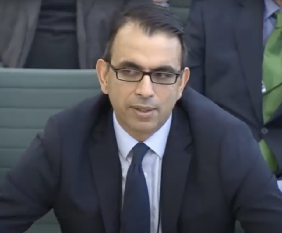 Zafar Khan giving evidence to a parliamentary select committee in 2018