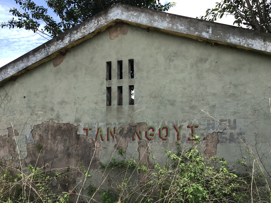 Lilian Ngoyi's incomplete name adorns the wall of an abandoned building.