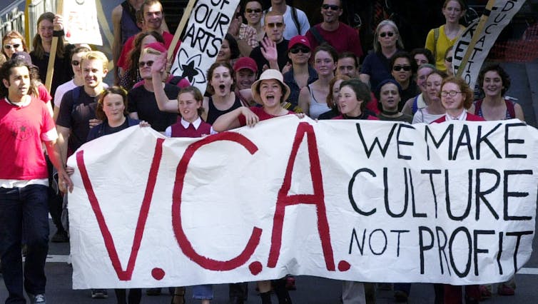 Protest sign: VCA We Make Culture not Profit
