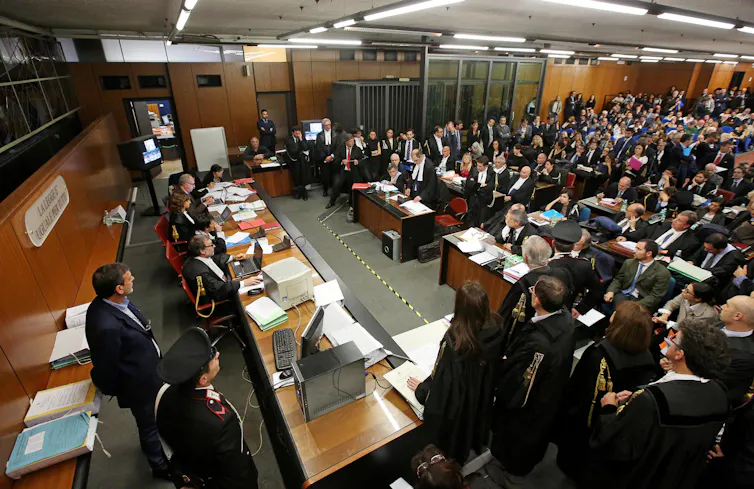 A courtroom in Italy.