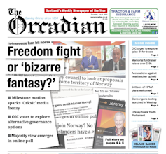A July front page of Orkney's newspaper, The Orcadian