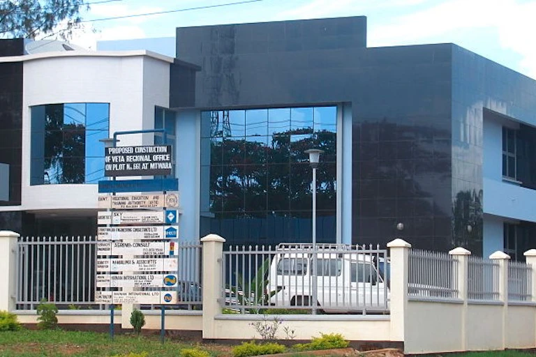 An glass-fronted low-rise office building
