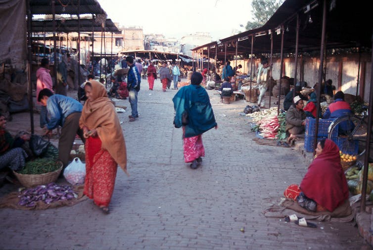 The colourful Kathmandu food market in Nepal, 2010