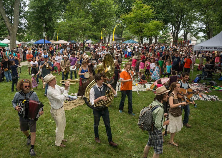 a disparate crowd of musicians