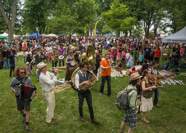 a disparate crowd of musicians