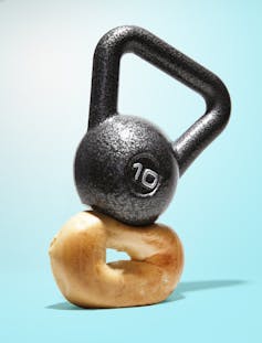 Kettle ball crushing a bagel