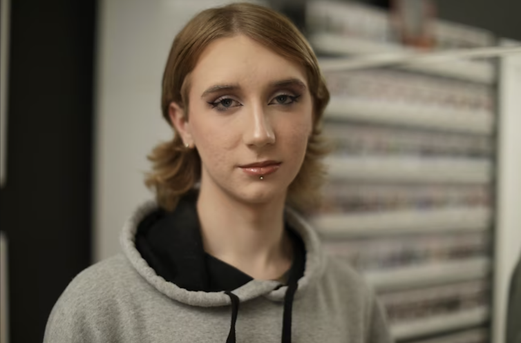 Young person wearing makeup