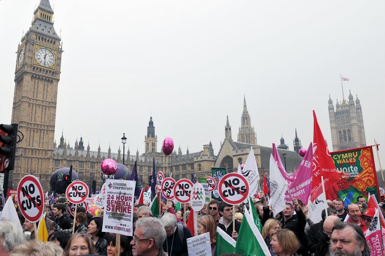 Austerity protesters in London in March 2011.