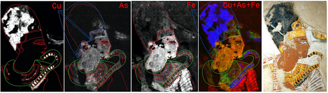Chemical imaging process showing X-ray image of an Egyptian tomb painting.