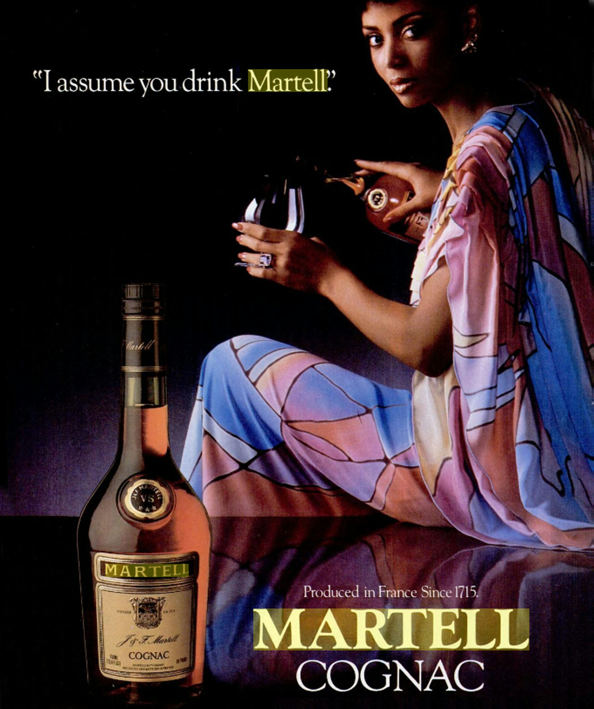 Martell cognac ad in the December 1983 issue of Ebony magazine.