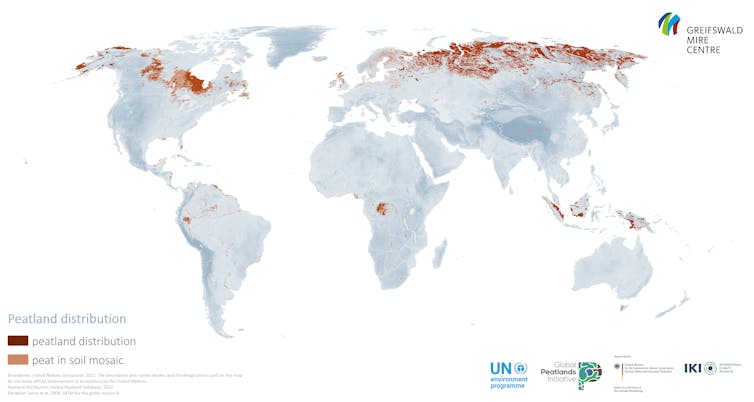 A map shows Siberia is largely peatland, as are large parts of Canada.