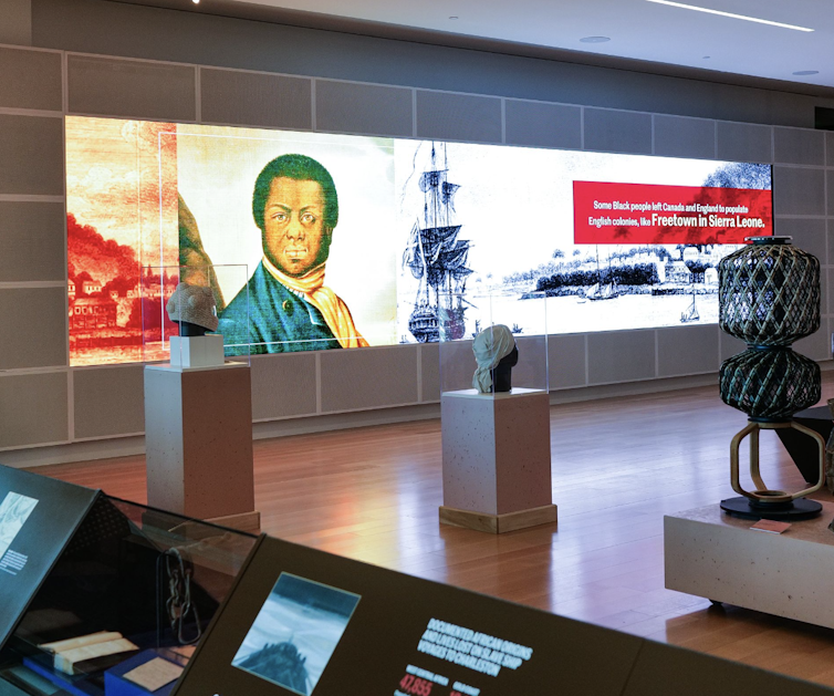 An exhibit detailing African people’s migration around the Atlantic. courtesy of v2com/International African American Museum