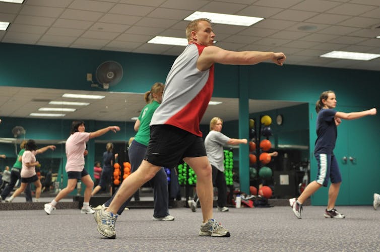 A fitness class at a gym