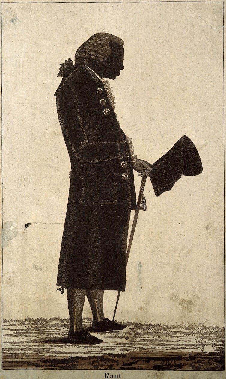 Illustration of a silhouette of a man in expensive 17th-century clothes.