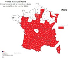 Carte de présence du moustique tigre au 1er janvier 2023 -