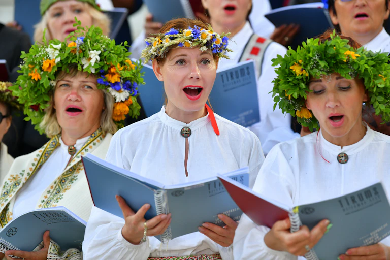 Women singing.
