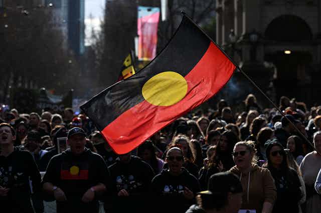 People walking in the annual NAIDOC march in Victoria