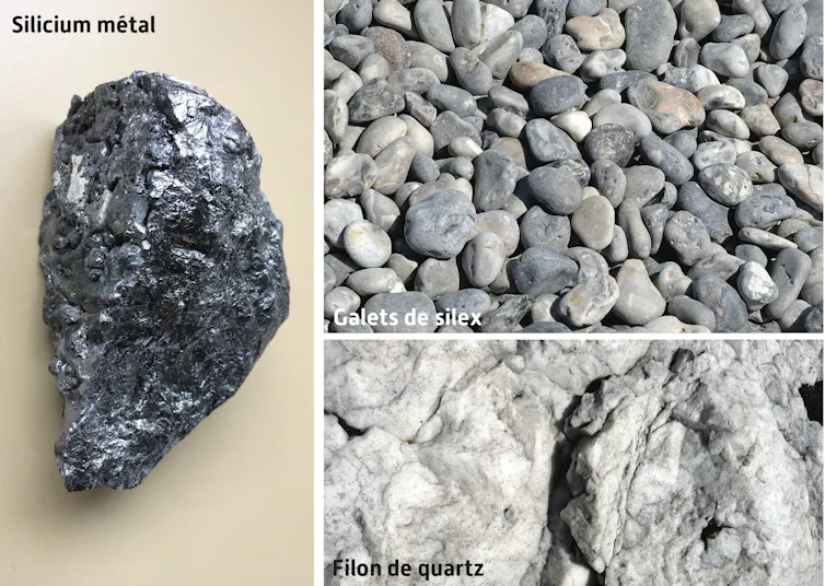 silicim metéal, galets et filon de quartz