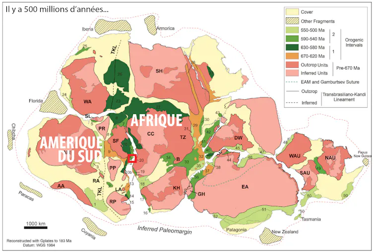 carte de la position des continents il y a 500 millions d’années