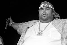 Rapper Big Pun performs on stage.