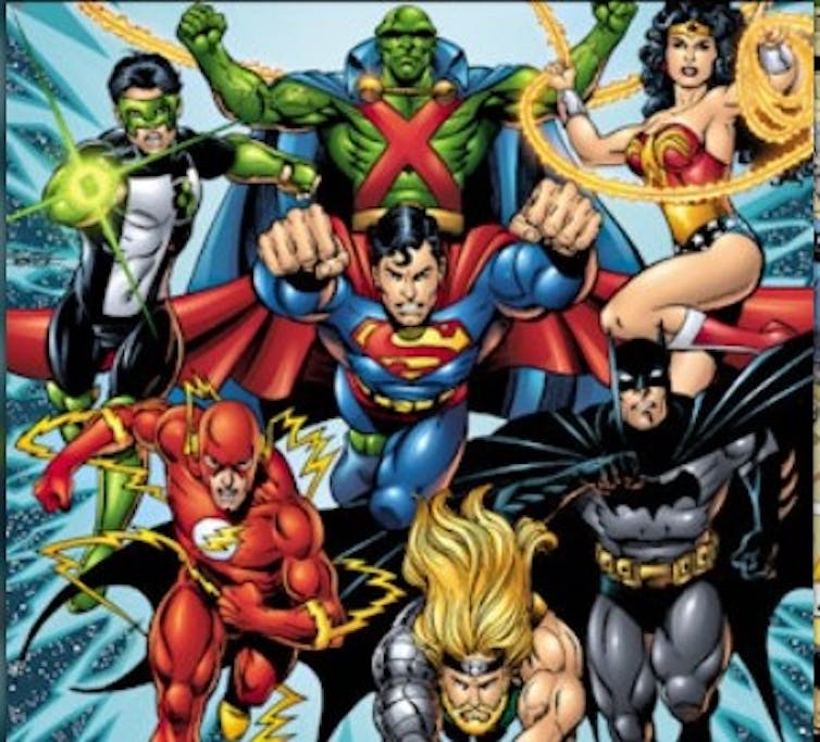 Drawing of DC superheroes