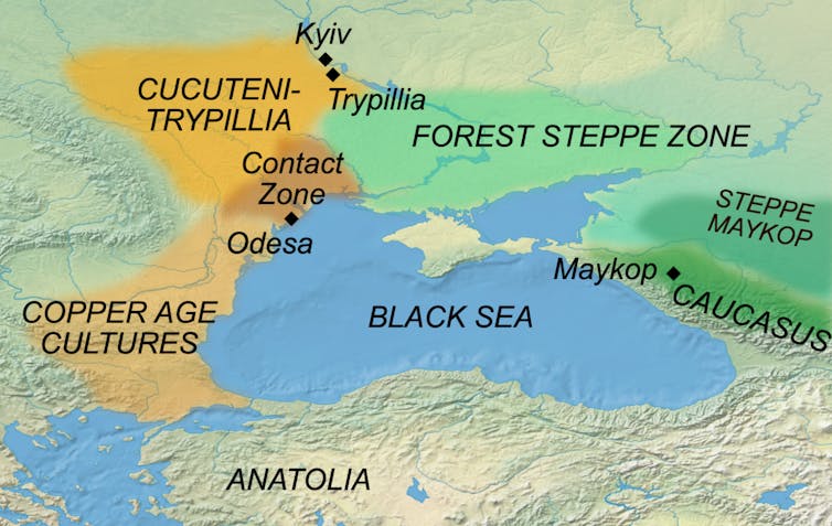 A map showing the Black Sea and surrounding areas.