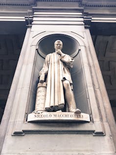 A statue of Niccolo Machiavelli at the Uffizi art gallery in Florence.