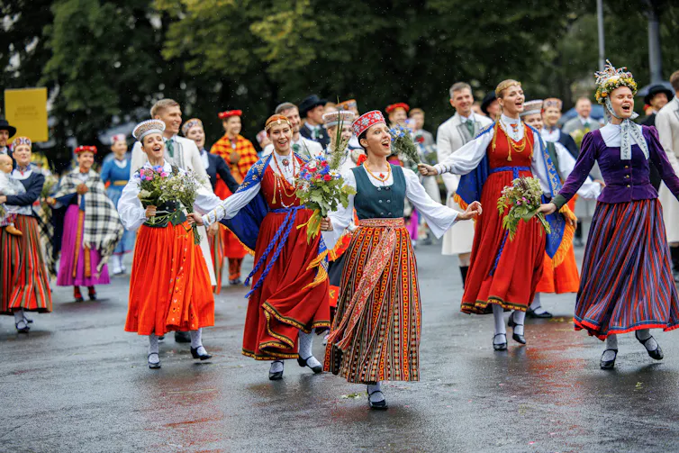 A group of women in traditional dress.