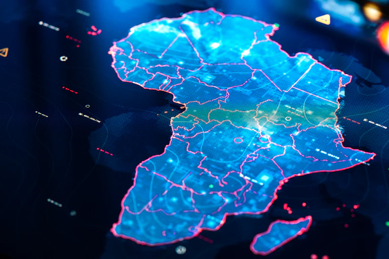 Map of Africa on digital display