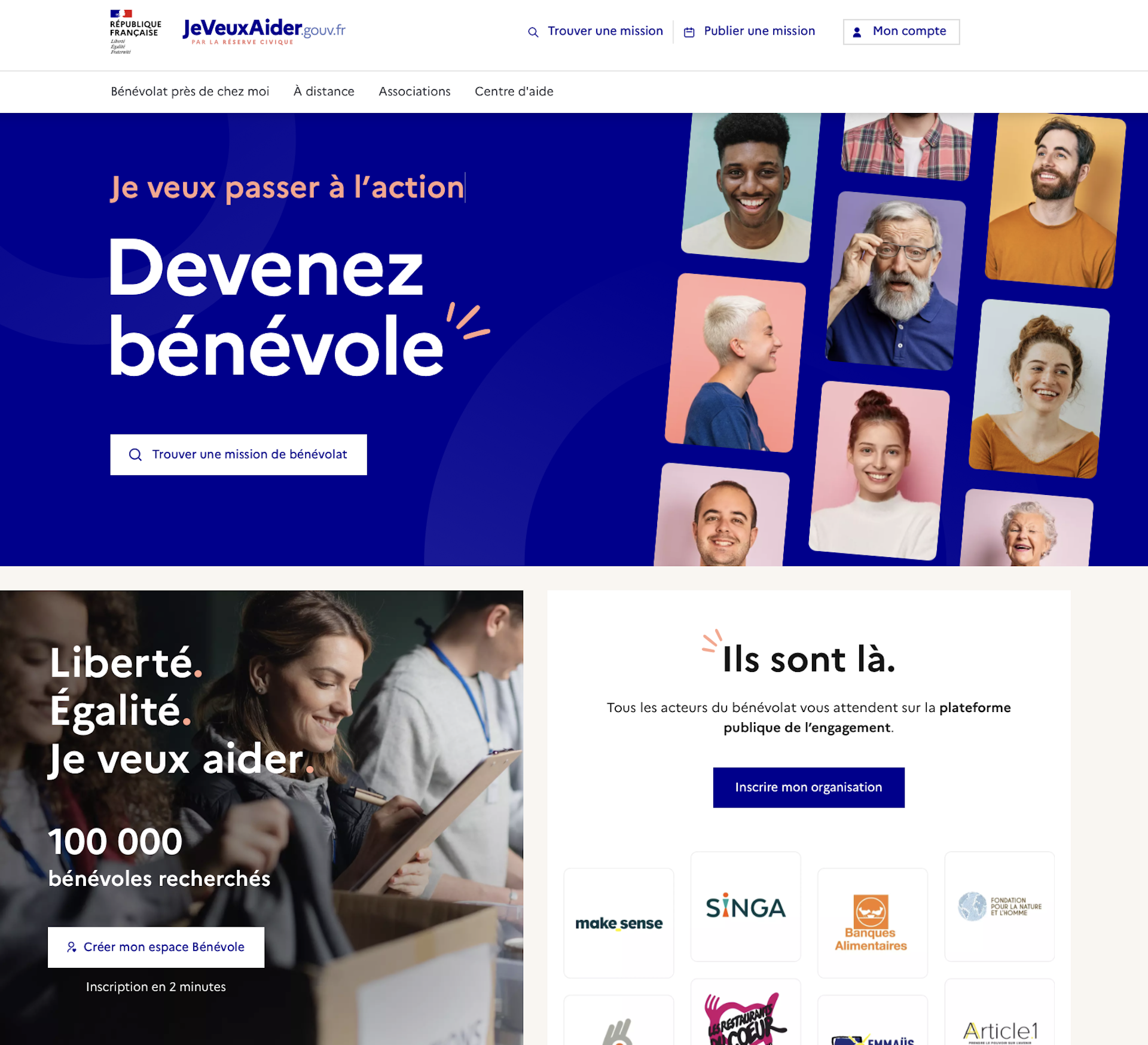 La page d’accueil du site jeveuxaider.gouv.fr