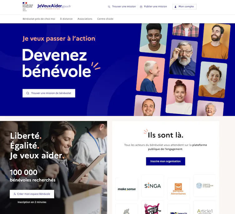 La page d’accueil du site jeveuxaider.gouv.fr