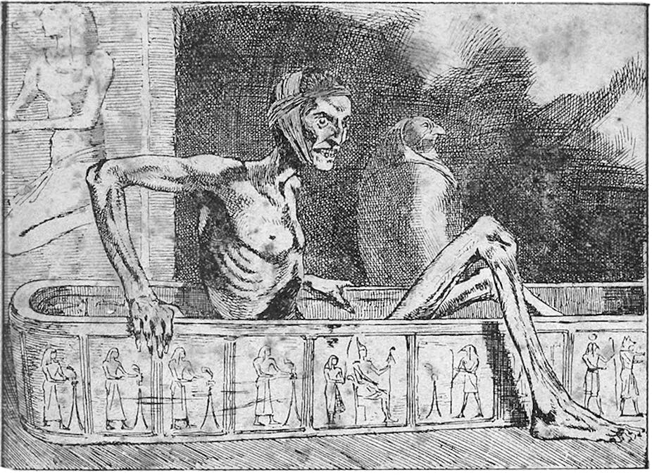 Illustration de Martin Van Maële de la momie du "Lot n°249", nouvelle de Arthur Conan Doyle.