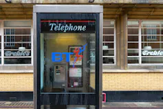 A telephone box with the old style BT