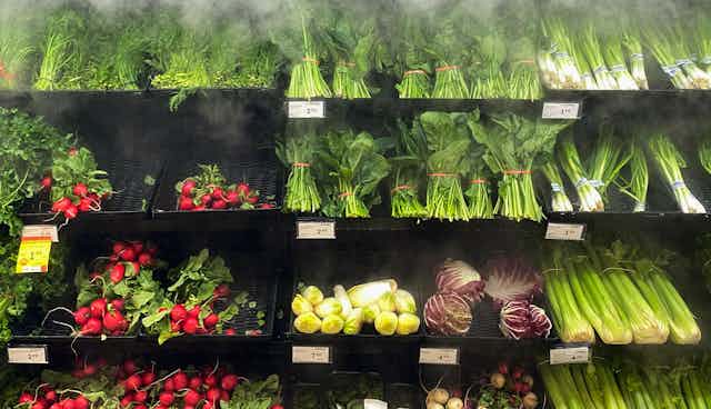 Fresh produce on display in a grocery store