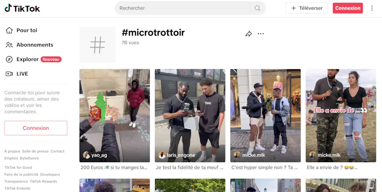 Popularité du mot-clic #microtrottoir sur TikTok