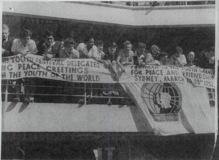 Young people on a ship.
