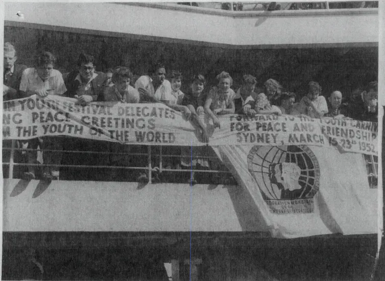 Young people on a ship.