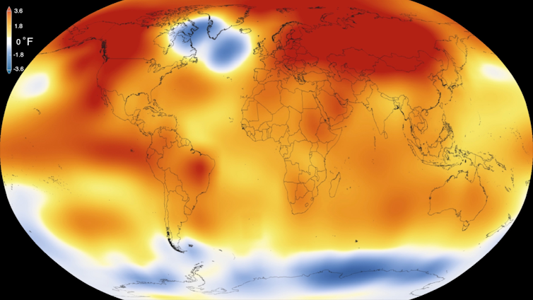 Shaded world map