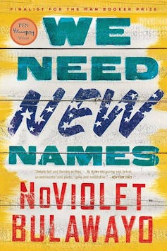 A book cover with illustrative fonts spelling the words